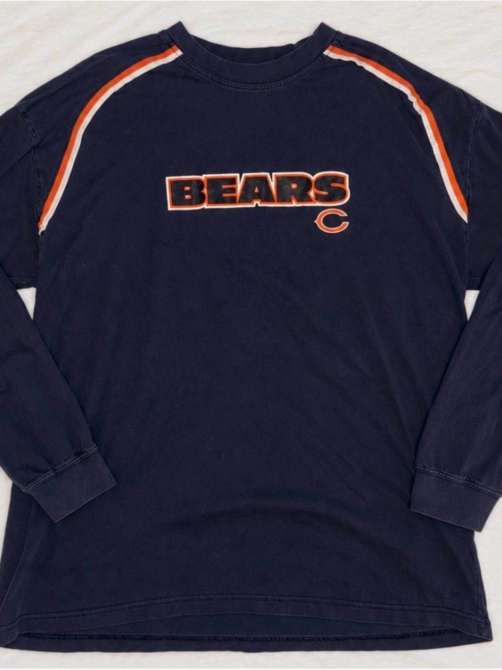 Team Apparel Navy Long-Sleeve Crewneck with Orange & White Accents